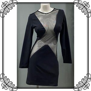 NWOT - ADOLFO SANCHEZ Chic & Sexy Cut-Out Mesh Wool Dress